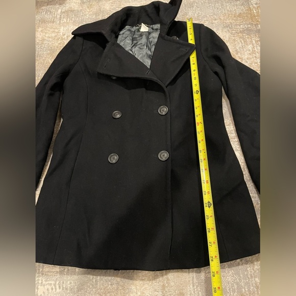 J Crew Women's Black Double Breasted Wool Pea Coat Size Medium Tall Style #66920 - Picture 6 of 9